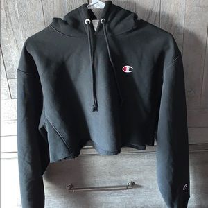 Champion Crop Hoodie Black